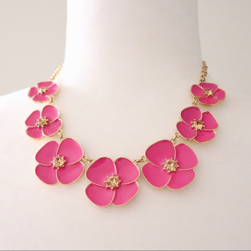 Kate Spade Pink & Gold Flower Collar Necklace EUC